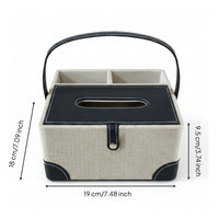 with Compartments Home Storage Stitched Detail Tissue Box Organizer