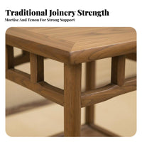 Chinese Design Design Small Occasional Table Solid Wood Construction Square Wooden Pedestal Traditional Joinery Tea Stand Decorative for Culture Enthusiasts, Apartment Dwellers, Living Room, Bedroom, Balcony, Office