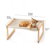 Elevated Cat Lounger Breathable Material Wooden Frame Pet Bed for Cats