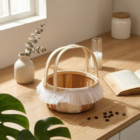 Wooden Flower Basket Decorative Fruit Hand Basket Handmade Style for Party Decoration