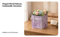 Square Flower Gift Bag Portable Large Bouquet Tote Bag Stylish Design Floral Gift Box with Handle for Florists, Family Appreciation Day, Weddings