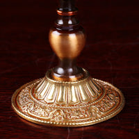 Copper Oil Lamp Base with Eight Auspicious Symbols for Buddhist Altar