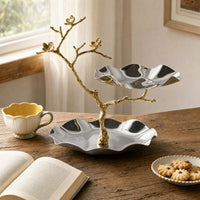 Serving Stand with Bowls Decorative Two-Tier Serving Platter Stable Two-Tier Fruit Bowl for Hosts