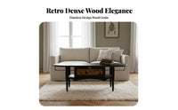 Woven Top Accent Table Sturdy Wood Construction Living Room Furniture French Aesthetic Retro Aesthetic for Lounge Area, Study
