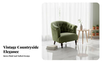 Button-Tufted Armchair Vintage Inspired Button-Tufted Club Chair Sturdy Wood Legs High Rear Design for Homeowners