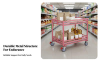 With Wheels Rolling Advertising Cart Outdoor Use Foldable Display Shelf Reinforced Frame 2-Shelf Rolling Cart Sturdy Construction for Street Vendors, Warehouse Employees, Supermarkets, Advertising Al Events, Retail Stores, Warehouses