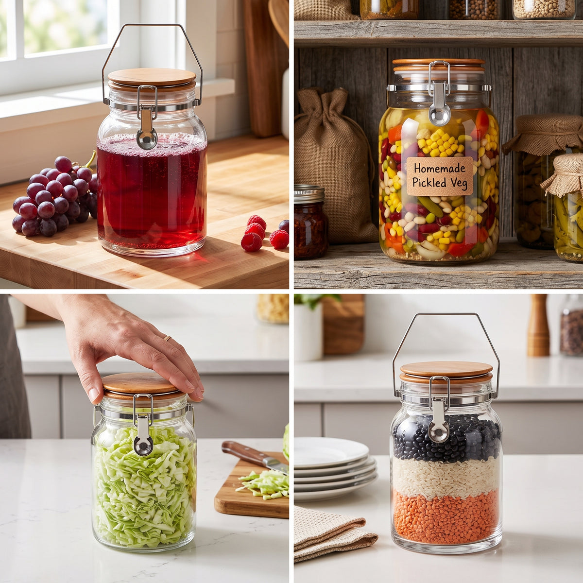 Food Grade High Borosilicate Glass Fermentation Jar with Airtight Seal for Fruit Wine, Plum Wine, and Beverages