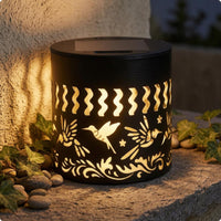 Cylindrical Solar Lamp Metal Pathway Light Easy to Clean for Garden
