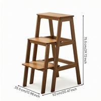 Folding Step Stool Freestanding Wooden Step Stool Solid Wood Furniture for Pantry