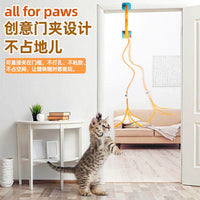 跨境新款宠物弹跳互动门夹猫咪玩具自动逗猫弹力绳自嗨逗猫棒用品