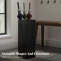 Botanical Pattern Leaf Botanical Pattern Umbrella Bucket Ventilated Crafted Metal Rain Gear Holder Stand Multi-Functional Entryway Storage