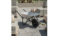 Wheelbarrow with Metal Tub Rubber Wheelbarrow Easy to Steer for Landscapers
