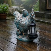 Chicken Lantern Statue Resin Solar Chicken Statue Hand Painted for Villa, Patio