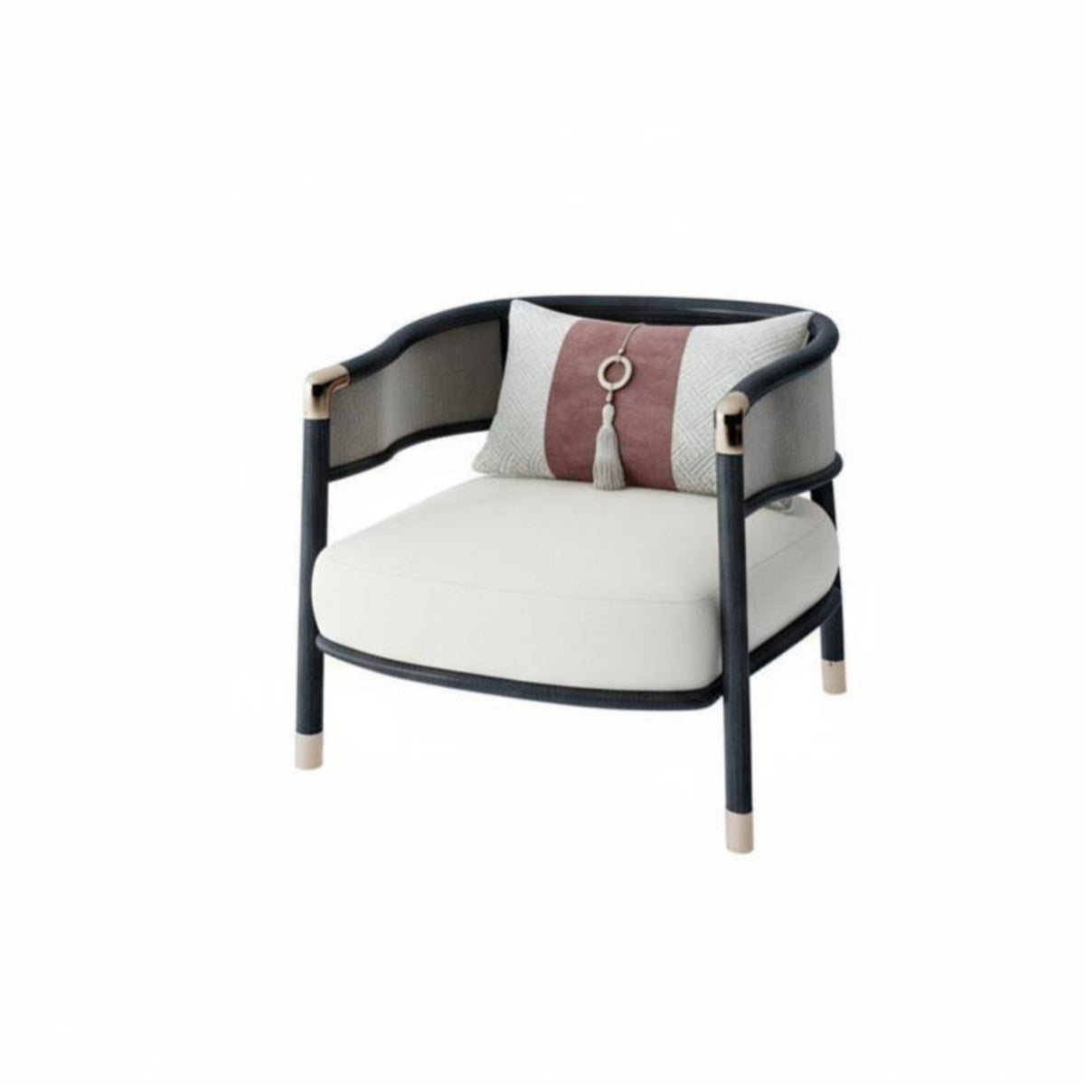 Upholstered Wooden Armchair New Chinese Design and Aesthetic Sofa Set Meditative Visual Design Minimalist Design for Households