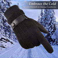 Mens Thermal Gloves for Cold Weather, Fleece Lined Winter Gloves, Touch Screen Warm Gloves, Outdoor Running Ski Gloves, Commuting Gloves
