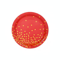 Red Foil Spot Tableware Set, Festive Party Supplies, Holiday