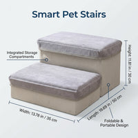 Dog Steps for Bed and Sofa with Foldable Design and Storage Compartment, Non-Slip Pet Stairs for Bedroom, Stable Ramp
