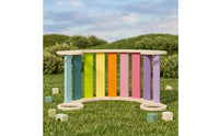 Wooden Climbing Arch Curved Rocking Boat Slatted Balance Board with Slats Natural for Toddlers, Kids, Playroom, Daycare
