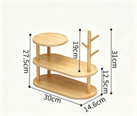 Bamboo Entryway Key Storage Organizer, Living Room Shoe Cabinet Shelf, Wall Hook, Wooden Jewelry Tray