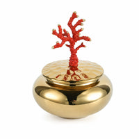 Tabletop Container with Coral Ornament Glossy Ceramic Jar with Lid Versatile Decorative Jar for Bedroom