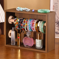 Solid Wood Jewelry Storage Box for Bracelets, Bangles, and Chains, Walnut, Large Capacity with Lid, Dustproof