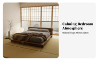 Japanese design Lowheight Bed Frame Wabi-Sabi Design Lowheight Bedstead Minimalist Aesthetic Bedroom Furniture No Box foundation Needed for Guesthouse Owners, Minimalists, Young Professionals, Hotel Room, Apartment
