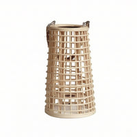 Bamboo Lantern Tapered Cylindrical Rattan Lantern Metal Rings Open Lattice Rustic Decor Suitable for Living Room Photography Setup Reading Corner