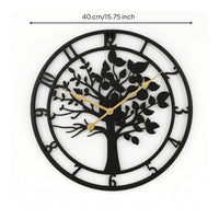Wall Clock with Tree Silhouette Modern Metal Wall Clock Elegant for Living Room