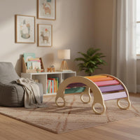 Rocking Climbing Arch Rounded Rounded Edges Kids Climbing Arch Wooden Rainbow Balance Board Non-Formaldehyde Glue Kids Indoor
