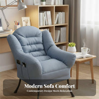 2 Pieces Upholstered Armchair with Ottoman High Backrest for Dorm Room, Students
