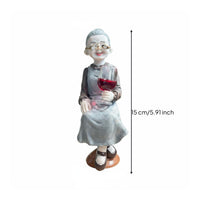 2 Pieces Elderly Couple Statue Romantic Charm Old Couple Figurine Compact Size