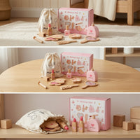 Wooden Makeup Toy Set Pretend Play Makeup Set Portable for Kids, Young Children