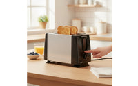 Compact Two-Slot Toaster Space-Saving Bread Toaster Slim Appliance Lightweight for Students, Small Kitchens, Dorm Rooms, Office Breakrooms