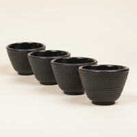 4 Pieces Cast Iron Teacups Heat-Retaining Cast Iron Cup Textured