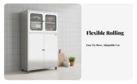 Thickened Stainless Steel Kitchen Storage Cabinet Large Capacity Kitchen Pantry Cabinet Easy to Clean Freestanding Food Pantry Multi-Functional for Homeowners, Families, Renters, Dining Room, Bathroom, Office