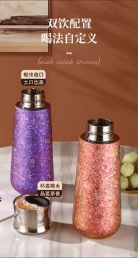Pure Titanium Insulated Cup with Magnetic Lid, Double-Walled, Tea-Water Separation, Portable for Car and Travel