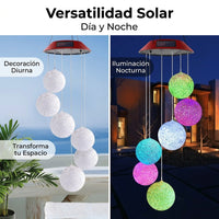 Illuminated Sphere Solar Wind Chime, Solar Garden Lights, Outdoor Decoration, Hanging Ornament for Patio and Balcony