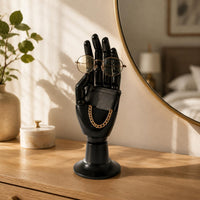 Articulated Hand Stand Black Posable Hand Model Flared Base