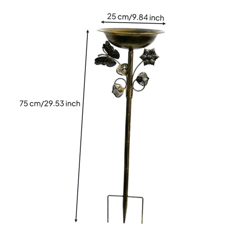 Metal Bird Bath Stake Vintage Design Garden Decor for Yard