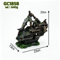 Resin Shipwreck Aquarium Decoration for Fish Tank and Reptile Hideout
