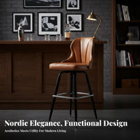 Rotating Counter Chair with Backrest Vintage Counter Bar Seating Built-in Footrest Anti-Slip Band for Business Owners