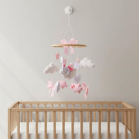 Pink Felt Crib Mobile Easy to Install Nordic Baby Mobile for Babies, Newborns