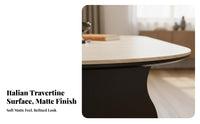 Sintered Stone Top Sculptural Base Dining Set sturdy Wood Construction Kitchen Table Group century modernera Modern aesthetic Home Furniture Easy to Clean for Homeowners, Families, Hosts, Restaurant