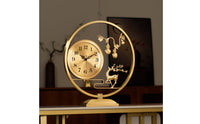 Brass Tabletop Clock Arabic Numerals Decorative Brass Clock Rectangular Base