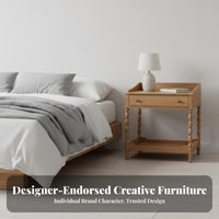 Three-Legged circular table Retro Design Nightstand Sturdy Construction for Renters