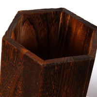 Wooden Umbrella Stand Dark Brown Hexagonal Umbrella Holder Open-Top