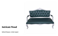 Light Luxury Design Carved Wood Frame Couch European design Carved Frame Couch Washstain-resistant Fabric Loveseat Ornate Carvings for Interior Designers, Photographers, Bavailableique Hotel Owners, Photo Studio, Bedroom, Villa, Den