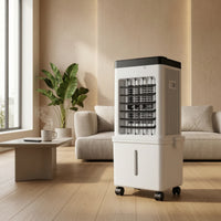 Floor-Standing Portable Air Cooler with Wheels Mobile Evaporative Air Cooler with Water Tank Oscillating Cooling Fan Multi-Speed for Bedroom