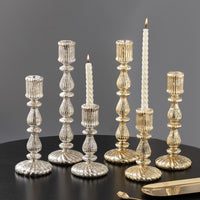 French Vintage Silver-Plated Glass Candle Holder