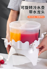 Detachable 4-Compartment Rotating Cold Water Pitcher with Spigot, 4L, PP Material